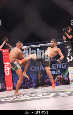 Orlando, Florida, Stati Uniti. 3rd Mar, 2023. ORLANDO, FL - 3 marzo Brahyan Zurcher sbarca contro David Evans durante la settimana 6 della PFL Challenger Series il 3 marzo 2023 agli Universal Studios di Orlando, Florida. (Credit Image: © Aaron Litz/PX Imagens via ZUMA Press Wire) SOLO PER USO EDITORIALE! Non per USO commerciale! Foto Stock