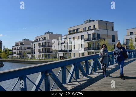 Nuovi edifici, porto di Tegel, isola di Tegel, Tegel, Reinickendorf, Berlino, Germania Foto Stock