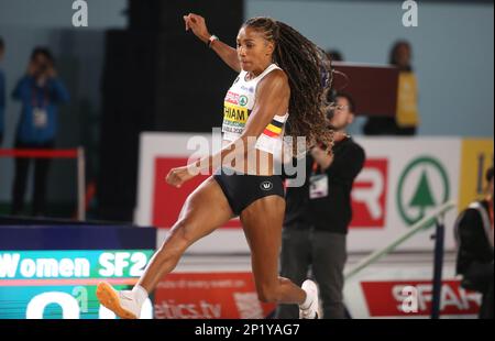 Nafissatou Thiam del Belgio, Pentathlon Women's Long Jump durante i Campionati europei di atletica indoor 2023 il 3 2023 marzo all'Atakoy Arena di Istanbul, Turchia - Foto Laurent Lairys / DPPI Foto Stock