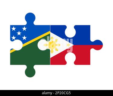Puzzle connesso di bandiere delle Isole Salomone e Filippine, vettore Illustrazione Vettoriale