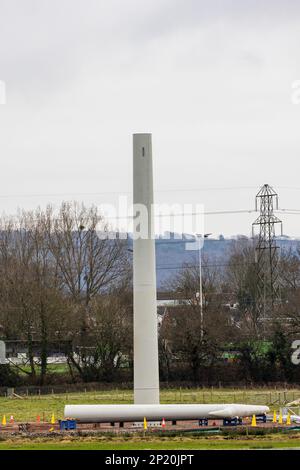 T Torre Pylon in costruzione Foto Stock