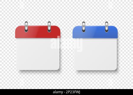 Vector 3D Realistic Paper Classic Simple minimalistic Calendario Icon Set Chiuseup isolato su sfondo bianco. Modello di progettazione per le festività Illustrazione Vettoriale