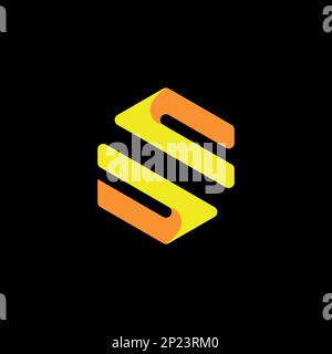 Lettera s, logo s, logo Modern s, logo Simple, logo Modern design a due colori. Questo logo può essere utilizzato per l'azienda, il sito Web e la stampa Illustrazione Vettoriale