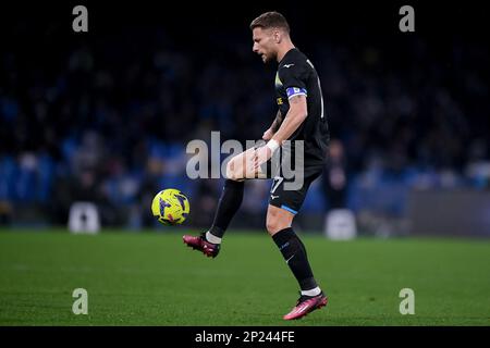Napoli, Italia. 03rd Mar, 2023. Ciro immobile della SS Lazio durante la Serie Un incontro tra Napoli e Lazio allo Stadio Diego Armando Maradona, Napoli, Italia il 3 marzo 2023. Credit: Giuseppe Maffia/Alamy Live News Foto Stock