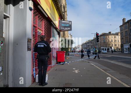 Edimburgo Scozia, Regno Unito 04 marzo 2023. Incidente della polizia Leith Walk. credito sst/alamy notizie dal vivo Foto Stock