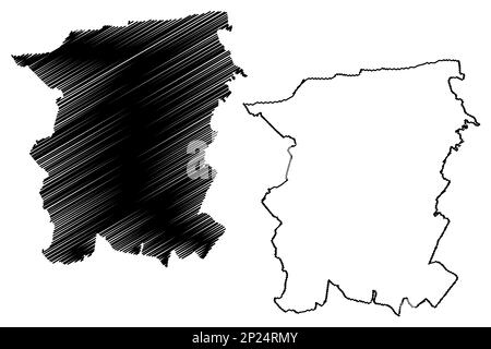 Vettore mappa Canterbury distretto non metropolitano, quartiere, città (Regno Unito di Gran Bretagna e Irlanda del Nord, contea cerimoniale Kent, Inghilterra) Illustrazione Vettoriale