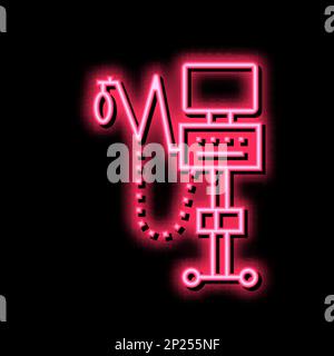 figura dell'icona dell'incandescenza al neon dell'apparecchiatura medica per l'ossigeno Illustrazione Vettoriale