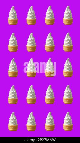 Pop Art of Milk Soft serve Ice Cream coni modello su Lilac sfondo viola Foto Stock