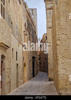 Le strade della Città silenziosa Medina Malta Foto Stock