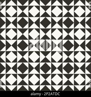 Motivo geometrico trapuntato astratto in bianco e nero. Sfondo geometrico ad alto contrasto con triangoli. Colori semplici - facile da colorare. Backgrou minimo Illustrazione Vettoriale