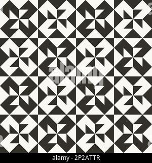 Motivo geometrico trapuntato astratto in bianco e nero. Sfondo geometrico ad alto contrasto con triangoli. Colori semplici - facile da colorare. Backgrou minimo Illustrazione Vettoriale