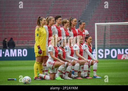 Amsterdam, Paesi Bassi. 04th Mar, 2023. Johan Cruijff Arena Ajax team picture before game tra Ajax e Feyenoord alla Johan Cruyff Arena di Amsterdam (Arne van der ben/SPP) Credit: SPP Sport Press Photo. /Alamy Live News Foto Stock