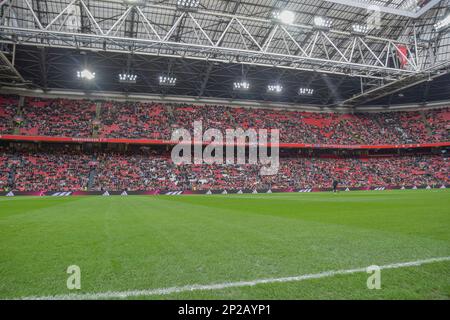 Amsterdam, Paesi Bassi. 04th Mar, 2023. Johan Cruijff Arena Vista dello stadio prima della partita tra Ajax e Feyenoord alla Johan Cruyff Arena di Amsterdam (Arne van der ben/SPP) Credit: SPP Sport Press Photo. /Alamy Live News Foto Stock