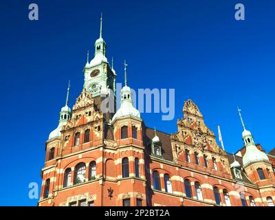 Bellissimo edificio Speicherstadtrathaus ad Amburgo Foto Stock