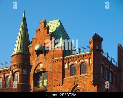 Bellissimo edificio Speicherstadtrathaus ad Amburgo Foto Stock