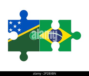 Puzzle connesso di bandiere delle Isole Salomone e del Brasile, vettore Illustrazione Vettoriale