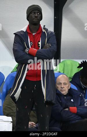 Mbaye Leye, allenatore capo di Essevee, nella foto di una partita di calcio tra Oud-Heverlee Leuven e Zulte Waregem, sabato 04 marzo 2023 a Leuven, il 28° giorno della prima divisione del campionato belga della 'Jupiler Pro League' del 2022-2023. FOTO DI BELGA JOHAN EYCKENS Foto Stock