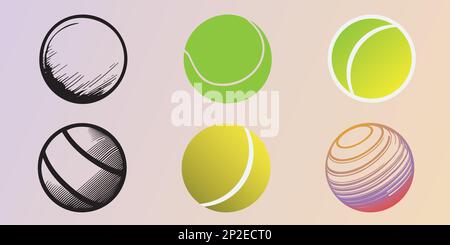 Palle da tennis set icone. Illustrazione di Vector balls eps. Illustrazione Vettoriale