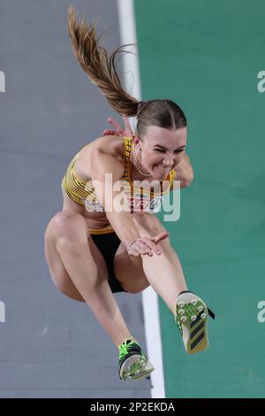 Istanbul, Turchia. 04th Mar, 2023. Atletica/Sala: Campionati europei, Triple Jump, Donne, finale: Kira Wittmann dalla Germania in azione. Credit: Oliver Weiken/dpa/Alamy Live News Foto Stock