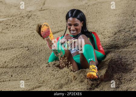 Istanbul, Turchia. 04th Mar, 2023. Atletica/Sala: Campionati europei, finale di salto triplo femminile, medaglia di bronzo Patrícia Mamona dal Portogallo allieta. Credit: Oliver Weiken/dpa/Alamy Live News Foto Stock