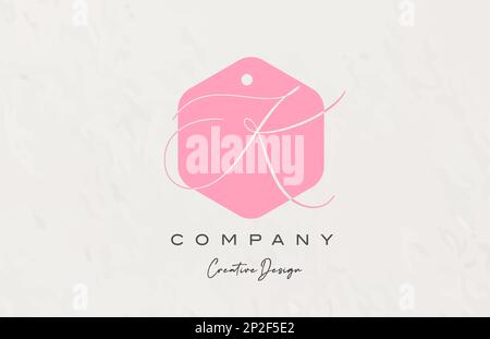 Poligono rosa lettera K logo icona design con punto e stile elegante. Modello creativo per aziende e aziende Illustrazione Vettoriale