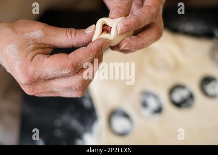 Sfondo della cottura di cibi fatti a mano Foto Stock