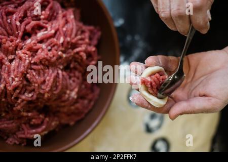 Sfondo della cottura di cibi fatti a mano Foto Stock