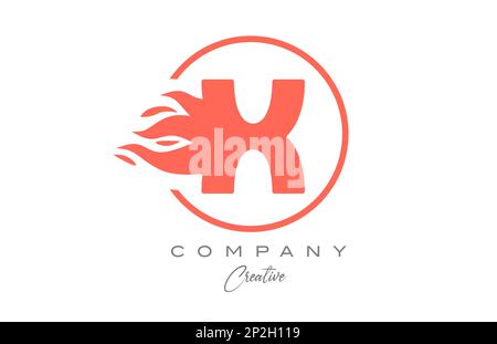 Icona arancione con lettera dell'alfabeto X per aziende con fiamme. Design ignifugo adatto al logo aziendale Illustrazione Vettoriale
