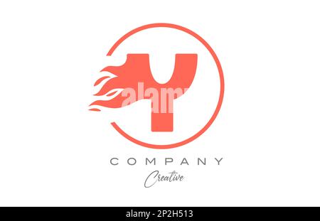 Icona arancione con lettera dell'alfabeto Y per aziende con fiamme. Design ignifugo adatto al logo aziendale Illustrazione Vettoriale