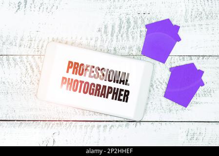 Didascalia concettuale fotografo professionista. Persona di concetto di affari che prende le fotografie particolarmente come lavoro Foto Stock