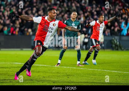 Rotterdam - Danilo Pereira da Silva di Feyenoord festeggia il 1-0 durante la partita tra Feyenoord e FC Groningen allo Stadion Feijenoord De Kuip il 4 marzo 2023 a Rotterdam, Paesi Bassi. (Da Box a Box Pictures/Yannick Verhoeven) Foto Stock