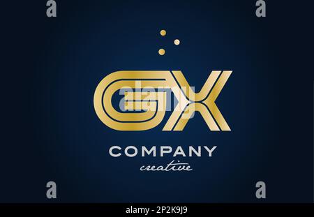 logo con lettere in grassetto con combinazione di lettere in oro dorato GX e punti. Si è Unito al design di modelli creativi per aziende e aziende Illustrazione Vettoriale