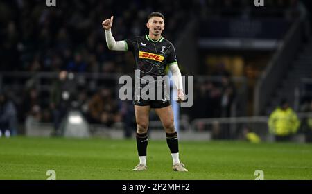 Twickenham . Regno Unito. 04 marzo 2023. Gallagher Premiership Rugby. Grande gioco 14. Capi Harlequins V Exeter. Stadio di Twickenham. Twickenham . Nick David (Harlequins) durante la partita di rugby Harlequins V Exeter Chiefs Gallagher Premiership. Foto Stock