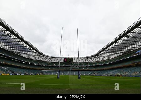 Twickenham, Regno Unito. 04th Mar, 2023. Allianz Premier 15s Rugby. Grande gioco 14. Capi Harlequins V Exeter. Stadio di Twickenham. Twickenham . Una vista generale (GV) del campo prima della partita di rugby Harlequins V Exeter Chiefs Allianz Premier 15s. Credit: Sport in Pictures/Alamy Live News Foto Stock