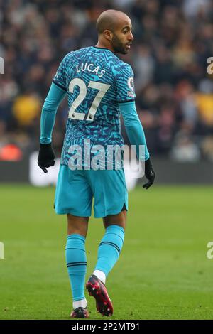 Wolverhampton, Regno Unito. 04th Mar, 2023. Lucas #27 di Tottenham Hotspur durante la partita della Premier League Wolverhampton Wanderers vs Tottenham Hotspur a Molineux, Wolverhampton, Regno Unito, 4th marzo 2023 (Photo by Gareth Evans/News Images) a Wolverhampton, Regno Unito il 3/4/2023. (Foto di Gareth Evans/News Images/Sipa USA) Credit: Sipa USA/Alamy Live News Foto Stock