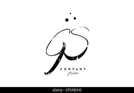 logo lettera dell'alfabeto GS vintage design combinato con punti. Modello creativo scritto a mano per l'azienda e il business Illustrazione Vettoriale
