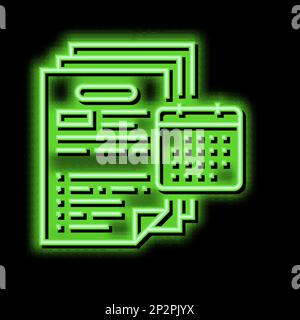 illustrazione dell'icona neon glow dell'audit del bilancio annuale e consolidato Illustrazione Vettoriale