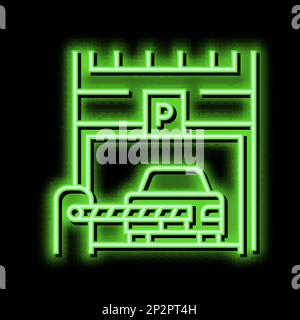 illustrazione dell'icona della barriera di parcheggio al neon Illustrazione Vettoriale