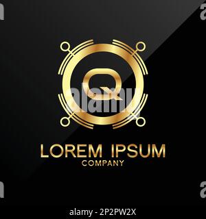 Q Letter ALPHABERICAL base Luxury Premium God Logo Illustrazione Vettoriale