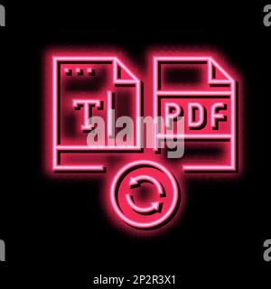 scrivere il testo nel file pdf immagine icona neon glow Illustrazione Vettoriale