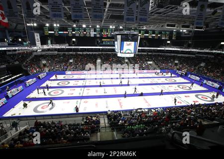 Londra, Canada. 04th Mar, 2023. London Ontario Canada, marzo 3 2023. Il giorno 2 del Brier di Tim Hortons è sulla strada. 2023 Tim Hortons Brier. Credit: Luke Durda/Alamy Live News Foto Stock