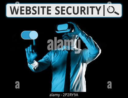Visualizzazione concettuale sicurezza del sito web. Componente critico per la fotografia concettuale per proteggere e proteggere i siti Web Foto Stock