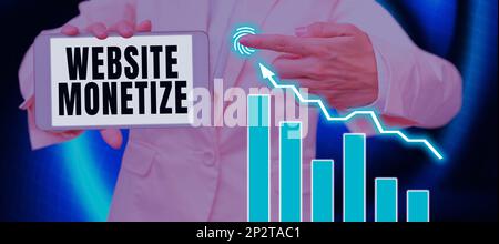 Visualizzazione concettuale Sito web Monetizza. Concetto che significa abilità generare un reddito attraverso il vostro Web site o blog Foto Stock