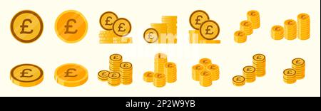 Set icone moneta Sterlina Illustrazione Vettoriale