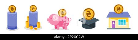 Risparmio ucraino Hryvnia Money Set Illustrazione Vettoriale