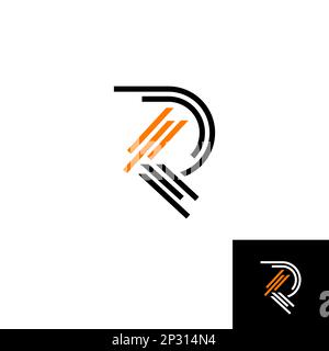 Esclusivo stile minimalista, colori arancione e nero basati sul logo R iniziale. EPS 10 Illustrazione Vettoriale