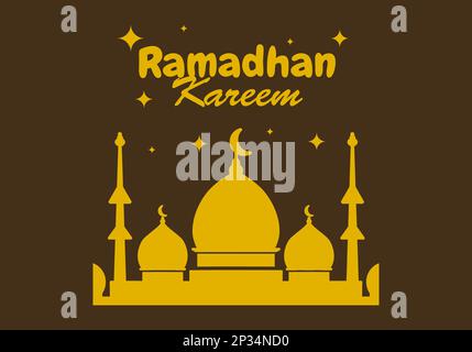 Disegno illustrativo della forma della cupola della moschea con il tema del Ramadan Illustrazione Vettoriale