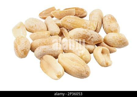 Arachidi senza guscio. Isolato su sfondo bianco. Il file contiene il percorso di ritaglio Foto Stock