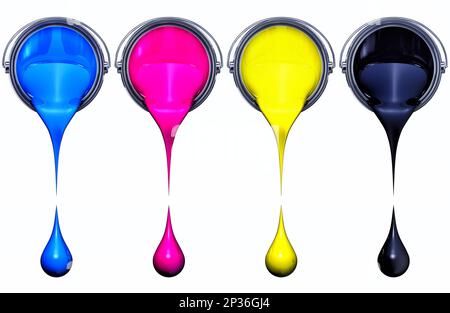 Rendering 3D di un concetto di colore cmyk Foto Stock