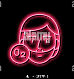 immagine dell'icona di luminescenza al neon dello strumento ossigeno del respiro umano Illustrazione Vettoriale